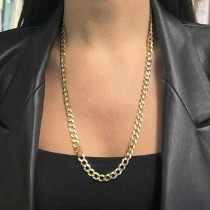 Rachel Koen Cuban Link Chain Unisex 14K Yellow Gold 24 Inches